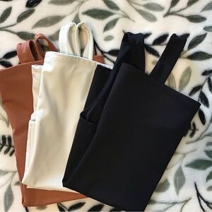 Set of Three Tank Tops - Black, White, and Brown
